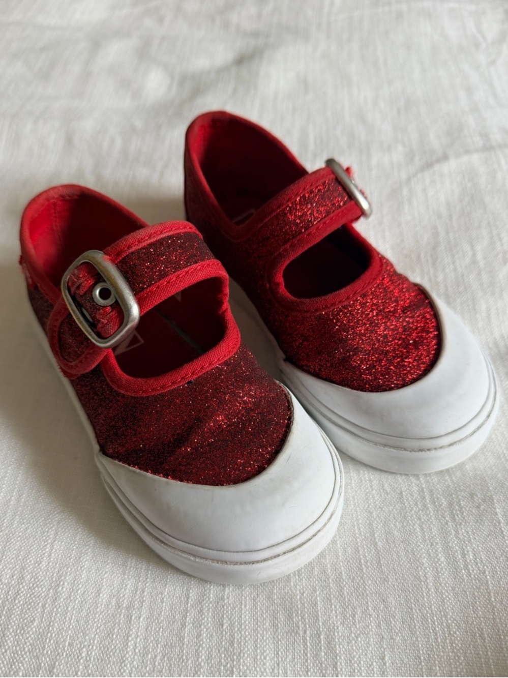 Vans Toddler Mary Jane red sparkle shoes size 8.5